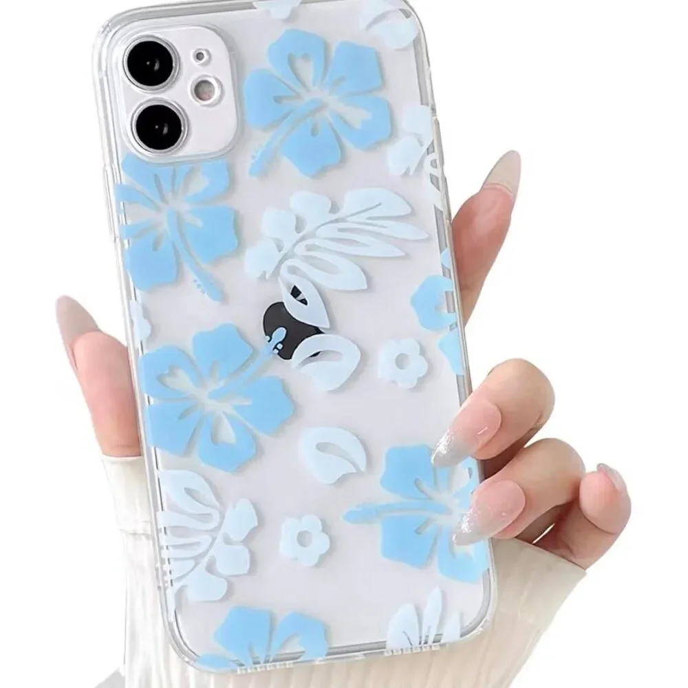 iPhone 12 PRO MAX Case  Floral Flower Hibiscus Pattern  Phone Cover - Blue